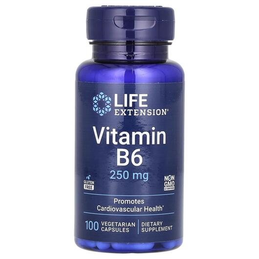 Основное фото товара Life Extension, Витамин B6 250 мг, Vitamin B6 250 mg, 100 капсул