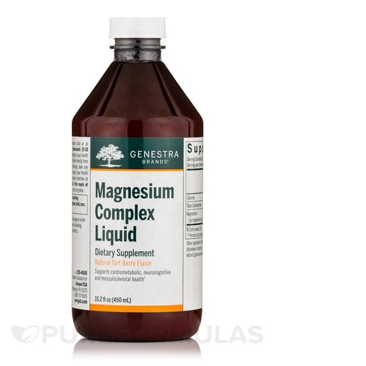 Основное фото товара Genestra, Магний, Magnesium Complex Liquid Tart Berry, 450 мл