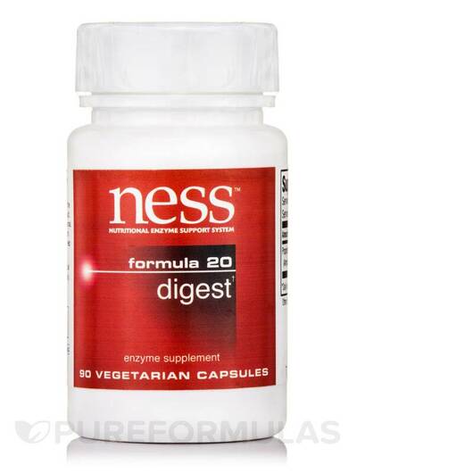 Основное фото товара Ness Enzymes, Ферменты, Digest Formula 20, 90 капсул