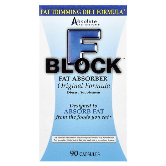 Основное фото товара Absolute Nutrition, Жиросжигатели, FBlock Fat Absorber, 90 капсул