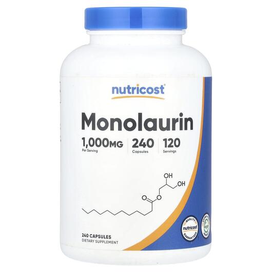 Основное фото товара Nutricost, Монолаурин, Monolaurin 1000 mg, 240 капсул