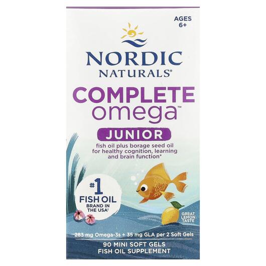 Основное фото товара Nordic Naturals, Омега Джуниор, Complete Omega Junior, 90 капсул