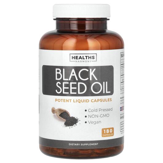 Основное фото товара Healths Harmony, Черный тмин, Black Seed Oil, 180 капсул