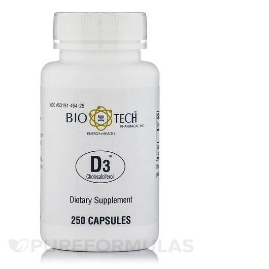 Основне фото товара Tech Pharmacal, D3 Cholecalciferol, Вітамін D3, 250 капсул