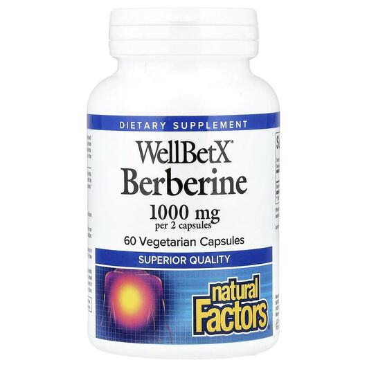 Основное фото товара Natural Factors, Берберин, WellBetX Berberine 500 mg, 60 капсул