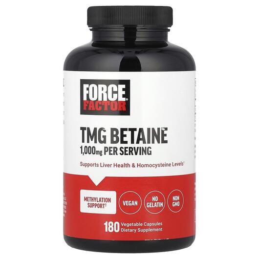 Основное фото товара Force Factor, Триметилглицин, TMG Betaine 1000 mg, 180 капсул