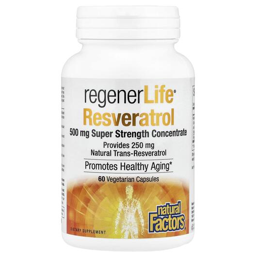 Основное фото товара Ресвератрол, RegenerLife Resveratrol 500 mg, 60 капсул
