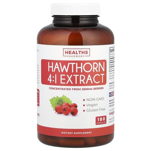 Основное фото товара Боярышник, Hawthorn 4:1 Extract 2660 mg, 180 капсул
