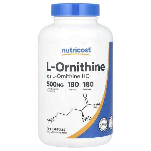 Основное фото товара Nutricost, L-Орнитин, L-Ornithine 500 mg, 180 капсул