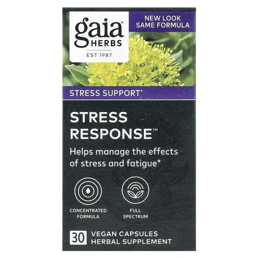 Основное фото товара Gaia Herbs, Поддержка стресса, Stress Response, 30 капсул