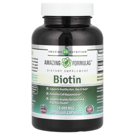 Основное фото товара Витамин B7 Биотин, Biotin 10000 mcg, 200 капсул