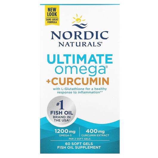 Основное фото товара Nordic Naturals, Куркумин, Omega Curcumin 1250 mg, 60 капсул