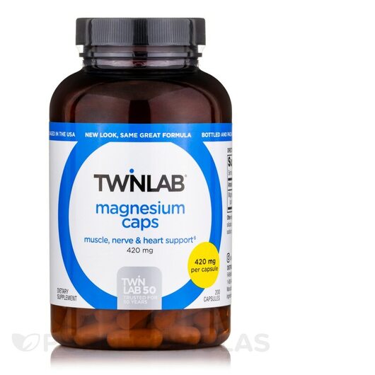 Основное фото товара Twinlab, Магний, Magnesium 420 mg, 200 капсул