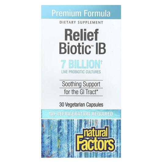Основное фото товара Natural Factors, Пробиотики, ReliefBiotic IB 7 Billion, 30 капсул