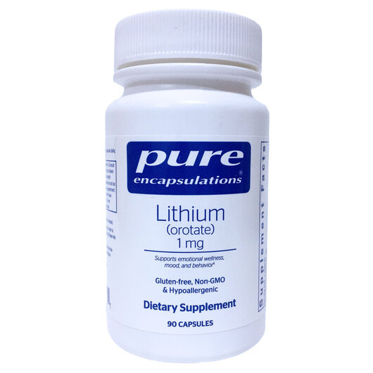 Основное фото товара Pure Encapsulations, Литий, Lithium orotate 1 mg, 90 капсул