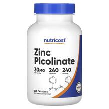 Цинк Піколінат Zinc Picolinate 30 mg Nutricost 240 капсул