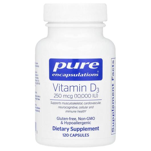 Основное фото товара Pure Encapsulations, Витамин D3, Vitamin D3 10000 IU, 120 капсул