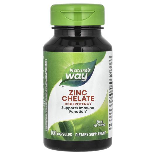 Основное фото товара Nature's Way, Хелат Цинка 30 мг, Zinc Chelate 30 mg, 100 кап