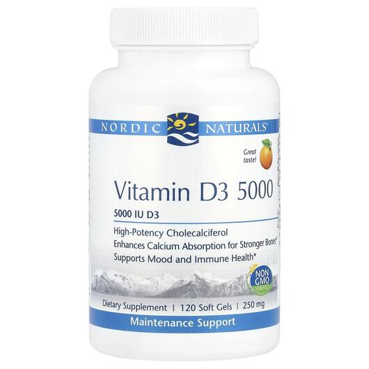 Основное фото товара Витамин D3, Vitamin D3 5000 Orange 5000 IU, 120 капсул
