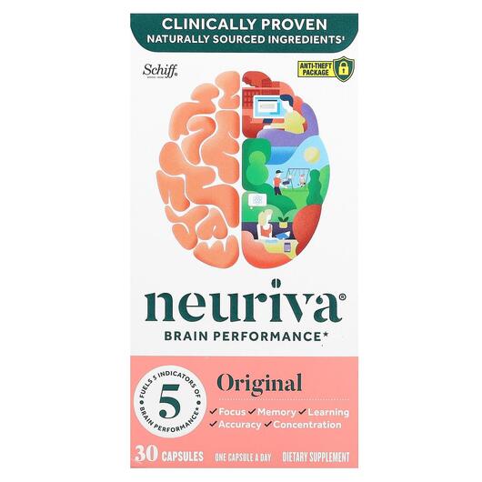 Основное фото товара Поддержка работы мозга, Neuriva Brain Performance, 30 капсул