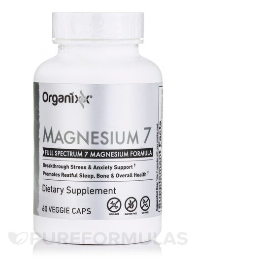 Основное фото товара Organixx, Магний, Magnesium 7, 60 капсул