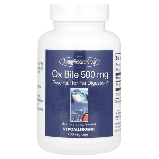Основное фото товара Желчные кислоты, Ox Bile 500 mg, 100 капсул