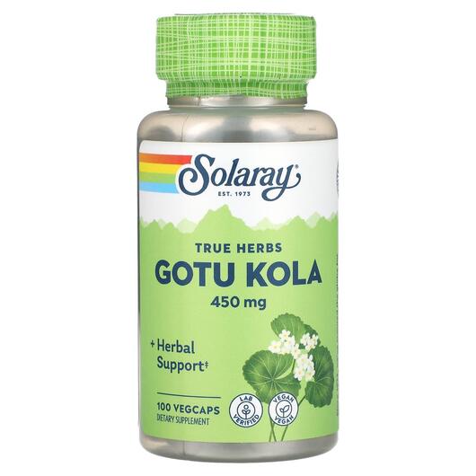 Основное фото товара Solaray, Готу Кола, True Herbs Gotu Kola 450 mg, 100 капсул