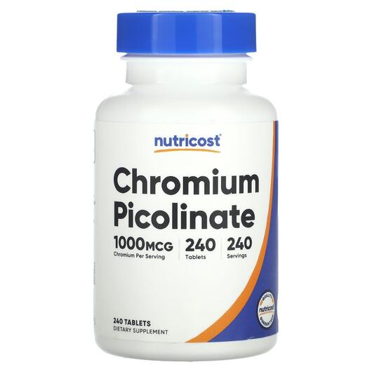 Основное фото товара Nutricost, Хром, Chromium Picolinate 1000 mcg, 240 таблеток