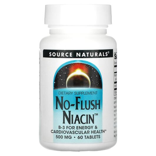 Основное фото товара Витамин B3 Ніацин, No-Flush Niacin 500 mg, 60 таблеток
