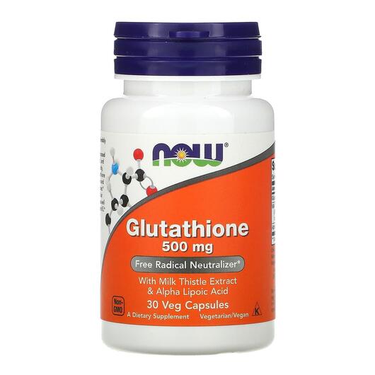 Основное фото товара NOW, Глютатион 500 мг, Glutathione 500 mg, 30 капсул