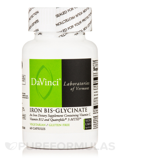 Основное фото товара DaVinci Laboratories, Железо, Iron Bis-Glycinate, 60 капсул