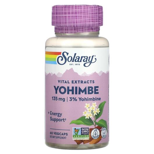 Основне фото товара Solaray, Vital Extracts Yohimbe 135 mg, Йохімбе, 60 Vegcaps