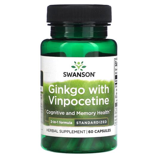 Основное фото товара Винпоцетин, Ginkgo with Vinpocetine Standardized, 60 капсул