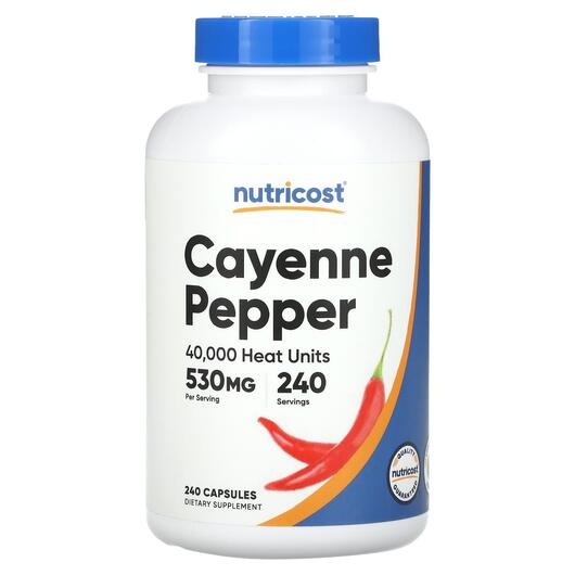 Основное фото товара Cayenne Pepper 40000 Heat Units 530 mg, Кайенский перец, 240 капс