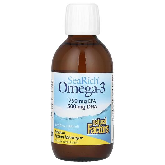 Основное фото товара Natural Factors, Рыбий жир Омега-3, SeaRich Omega-3 Lemon, 200 мл