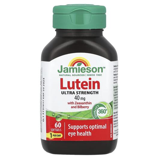 Основное фото товара Jamieson Vitamins, Лютеин, Lutein Ultra Strength 40 mg, 60 капсул