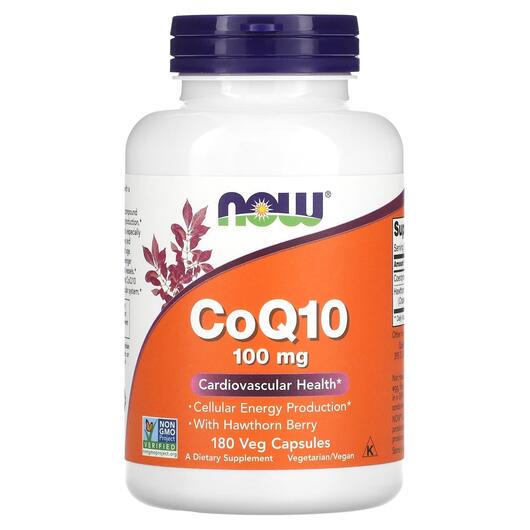 Основное фото товара NOW, Коэнзим CoQ10 100 мг, CoQ10 100 mg, 180 капсул