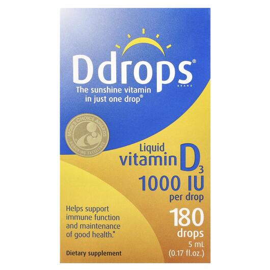 Основное фото товара Ddrops, Жидкий Витамин D3, Liquid Vitamin D3 1000 IU, 5 мл