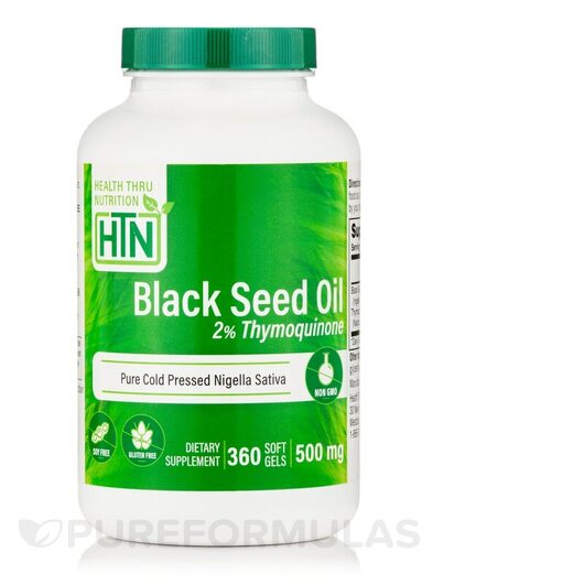 Основное фото товара Black Seed Oil 500 mg 2% Thymoquinone, Масло Черного Тмина, 360 к
