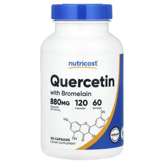 Основное фото товара Nutricost, Кверцетин, Quercetin with Bromelain, 120 капсул