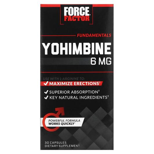 Основное фото товара Force Factor, Йохимбе, Yohimbine 6 mg, 30 капсул