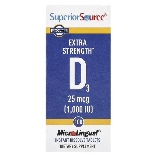 Основное фото товара Витамин D3, Extra Strength D3 25 mcg 1000 IU, 100 таблеток