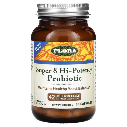 Основное фото товара Flora, Пробиотики, Super 8 Hi-Potency Probiotic, 30 капсул