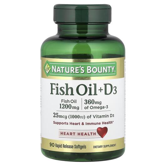 Основне фото товара Fish Oil + D3, Риб'ячий жир Омега-3 + D3, 90 капсул