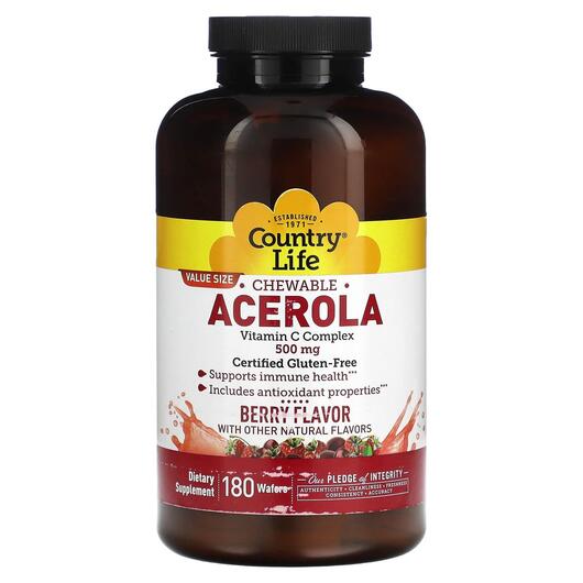 Основное фото товара Country Life, Ацерола, Chewable Acerola, 180 таблеток