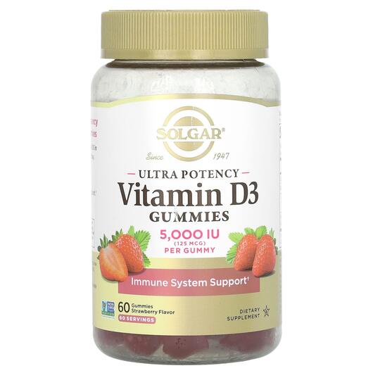 Основное фото товара Ultra Potency Vitamin D3 Gummies Strawberry, Витамин D3, 60 табле