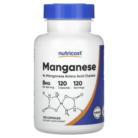 Основное фото товара Nutricost, Марганец, Manganese 8 mg, 120 капсул