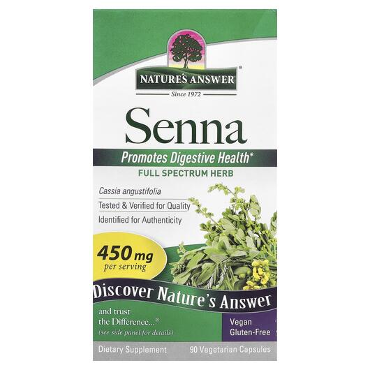 Основное фото товара Nature's Answer, Листья Сенны, Senna 450 mg, 90 капсул