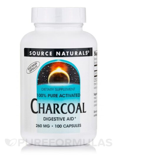 Основное фото товара Активированный уголь, Charcoal 100% Pure Activated, 100 капсул