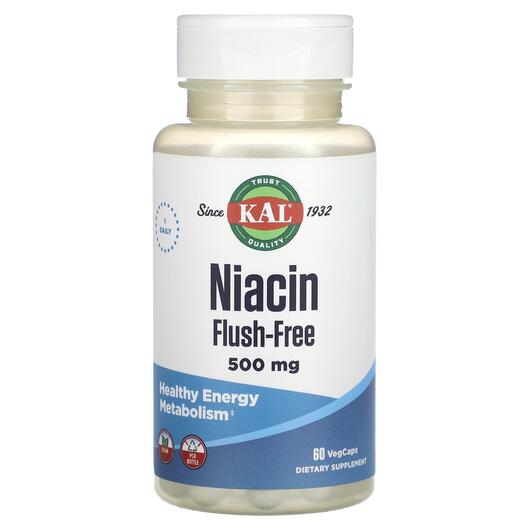 Основное фото товара KAL, Витамин B3 Ніацин, Niacin Flush-Free 500 mg, 60 капсул